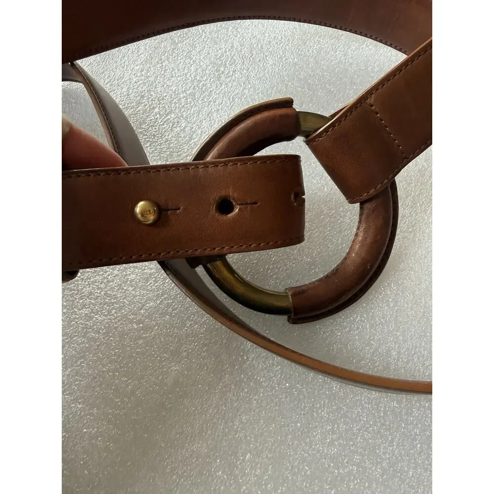 VTG Ralph Lauren Collection Double Cognac Brown Equestrian Belt Made In Italy L